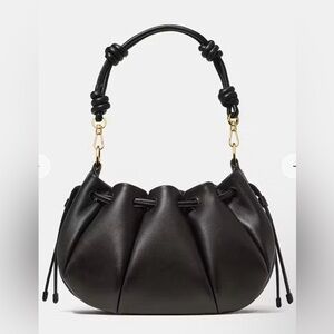 kate spade Black Gathered Leather Shoulder Bag with Knotted Handle